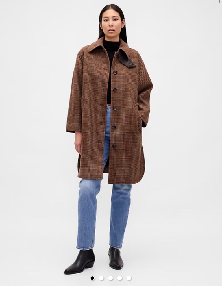 Wool Blend Oversized Houndstooth Car Voat
